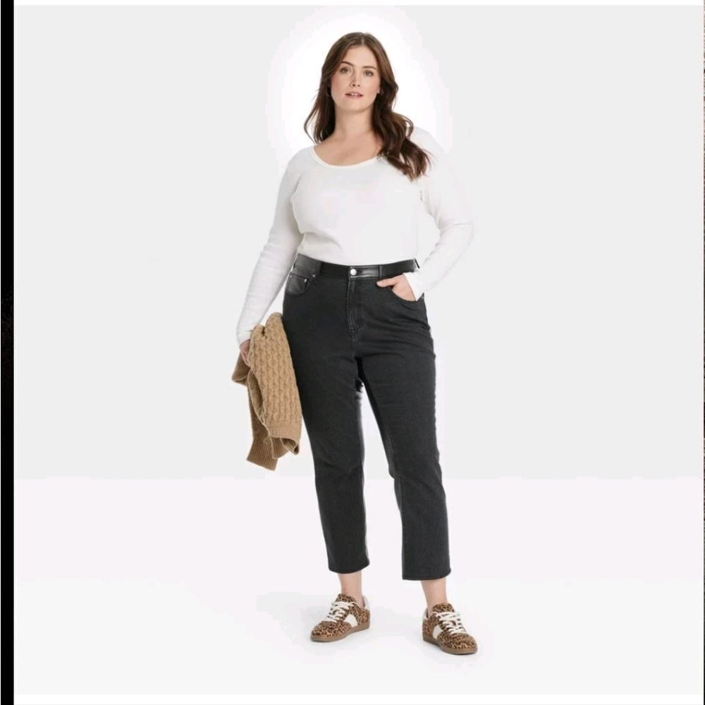 🆕️👖Universal Thread Holiday Mid-Rise Faux Leather 80's Slim Jeans - Sz, 17, Bl